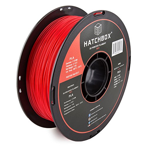 Product Cover HATCHBOX PLA 3D Printer Filament, Dimensional Accuracy +/- 0.03 mm, 1 kg Spool, 1.75 mm, Red