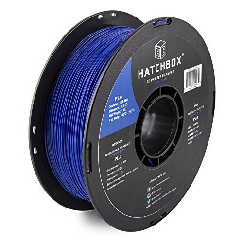 Product Cover HATCHBOX 3D PLA-1KG1.75-BLU PLA 3D Printer Filament, Dimensional Accuracy +/- 0.05 mm, 1 kg Spool, 1.75 mm, Blue