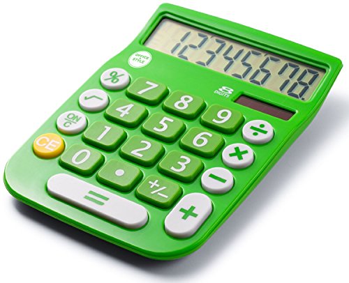 Product Cover 8 Digit Dual Powered Desktop Calculator, LCD Display, Green- by Office + Style