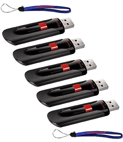 Product Cover SanDisk Cruzer Glide 16GB (5 Pack) Cruzer USB 2.0 Flash Drive Jump Drive Pen Drive CZ60 - w/ (2) Everything But Stromboli (tm) Lanyard