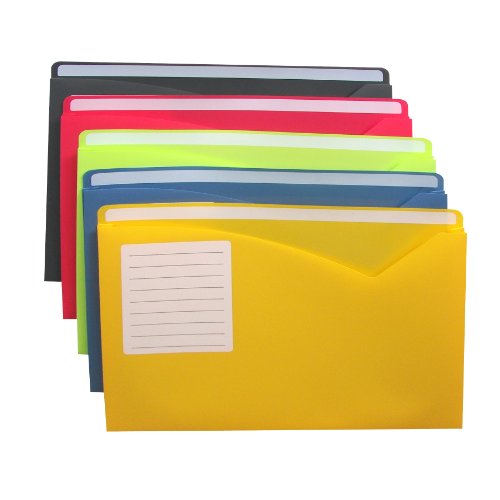 Product Cover C-Line Write-On Poly File Jackets, Letter Size, Expands 1 Inch, Assorted Colors, 10 per Pack (63160)