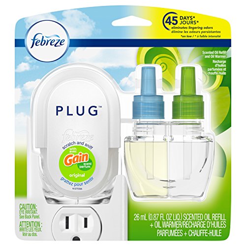 Product Cover Febreze Plug In Air Freshener with Warmer & Scented Oil Refill, Gain Original, 0.87 Ounce