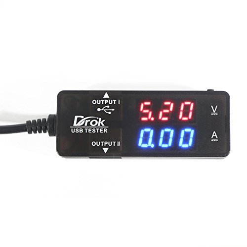 Product Cover USB Meter, DROK Digital Multimeter USB 2.0, Multifunctional Electrical Tester, Capacity Voltage, Current Power Meter Detector Reader with Dual USB Ports, LED Display, 7 Modes