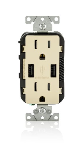 Product Cover Leviton T5632-I USB Charger/Tamper-Resistant Duplex Receptacle, 15-Amp, Ivory