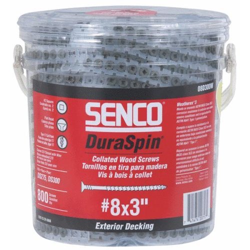 Product Cover SENCO 08D300W 8-Gauge x 3-in #2 Square Exterior WX3 Collated Screws (800 pk)