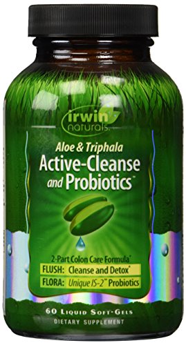 Product Cover Aloe and Triphala Active-Cleanse and Probiotics by Irwin Naturals, 2-Part Colon Care Formula Detox, 60 Liquid Soft-Gels