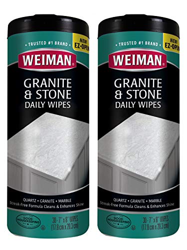 Product Cover Weiman Granite Wipes - Clean, Brighten, and Protects Solid Sealed Stone Surfaces - 30 Count (2 Pack)