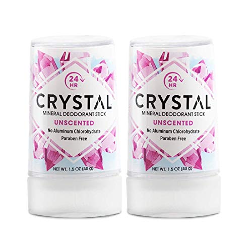 Product Cover CRYSTAL Travel Stick Mineral Deodorant - Unscented Body Deodorant With 24-Hour Odor Protection, Non-Staining & Non-Sticky, Aluminum Chloride & Paraben Free, 1.5 FL OZ - (Pack of 2)