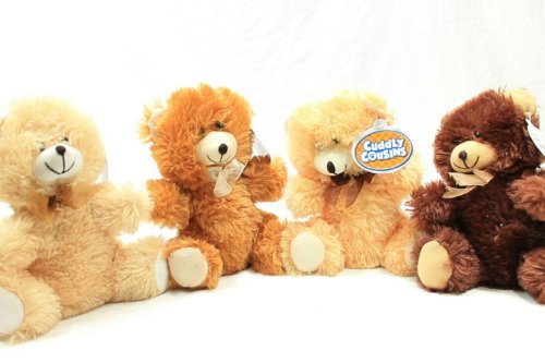 Product Cover 4 Cuddly Cousins Plush Sitting Stuffed Bears 7 Brown Tan Beige Rusty Copper