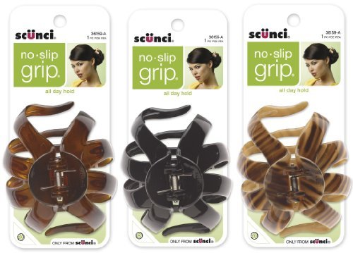 Product Cover Scunci No-slip Grip Octopus Clip, 8.5 Cm, [Natural, Tortoise Shell, Black] Set of 3