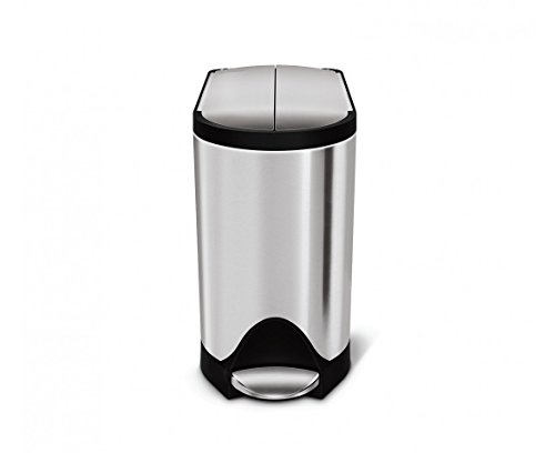 Product Cover simplehuman 10 Liter / 2.6 Gallon Butterfly Lid Bathroom Step Trash Can, Brushed Stainless Steel