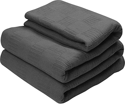 Product Cover Utopia Bedding Premium 100% Cotton Blanket King Grey - Soft Breathable Thermal Blanket - Ideal for Layering Any Bed