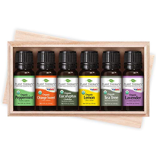Product Cover Plant Therapy Essential Oils Top 6 Organic Oils Set (Eucalyptus,Lavender ,Orange ,Peppermint ,Lemon & Tea Tree) 10Ml Each