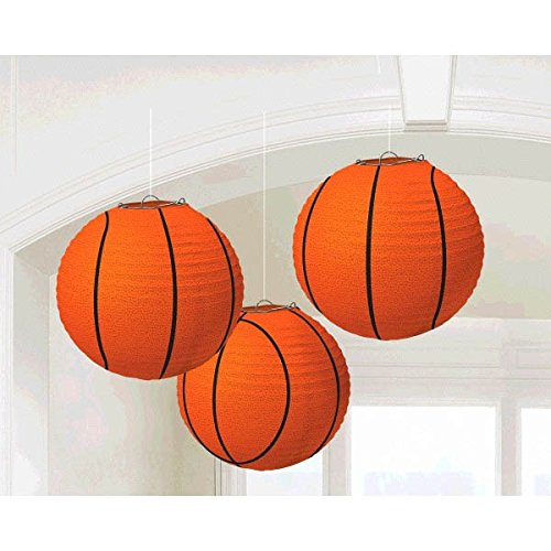 Product Cover Amscan 240177 Basketball Paper Lanterns Party Decoration, Multicolor, One Size, 3ct