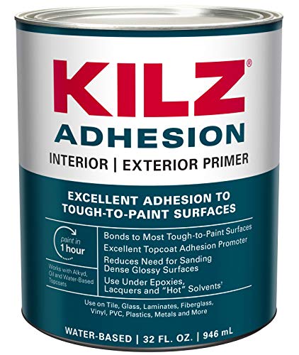 Product Cover KILZ Adhesion High-Bonding Interior/Exterior Latex Primer/Sealer, White, 1 quart (Packaging may vary)