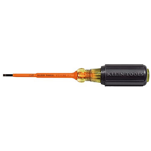 Product Cover Insulated 1/8-Inch Slotted Screwdriver, 4-Inch Klein Tools 612-4-INS