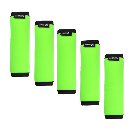 Product Cover Cosmos ® 5 Pieces Fluorescence Green Comfort Neoprene Handle Wraps/Grip/Identifier for Travel Bag Luggage Suitcase