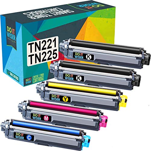 Product Cover Do it Wiser Compatible Toner Cartridge Replacement for Brother TN221 TN225 to use with Brother HL-3170CDW MFC-9340CDW MFC-9130CW MFC-9330CDW HL-3140CW HL-3180 (2 Black, Cyan, Magenta,Yellow) 5-Pack