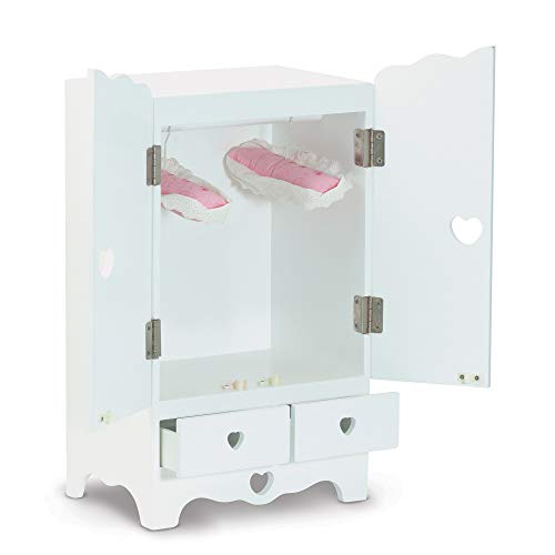 Product Cover Melissa & Doug White Wooden Doll Armoire Closet with 2 Hangers (12 x 20 x 9 inches)