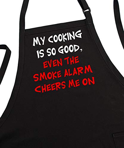 Product Cover My Cooking Is So Good Funny Kitchen Aprons, Black, 2 Pockets, Adjustable Neck Strap