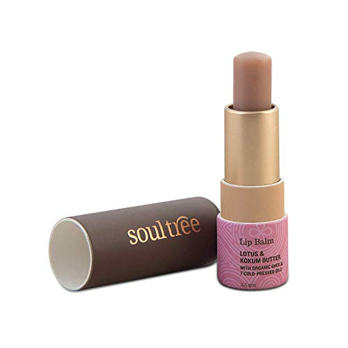 Product Cover SOULTREE Lotus and Kokum Butter Lip Balm (3.5 g) 100% Natural & Vegetarian Chapstick With Ayurveda 7 Cold pressed Oils That Hydrates & Heals Flaky and Chapped Lips