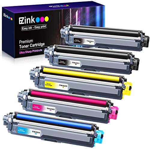 Product Cover E-Z Ink (TM) Compatible Toner Cartridge Replacement for Brother TN221 TN225 to Use with HL-3140CW HL-3170CDW HL-3180 MFC-9130CW MFC-9330CDW MFC-9340CDW (2 Black, 1 Cyan, 1 Magenta, 1 Yellow) 5 Pack