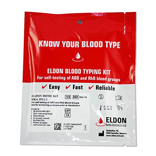 Product Cover Eldoncard Blood Type Test (Complete Kit) - air sealed envelope, safety lancet, micropipette, cleansing swab