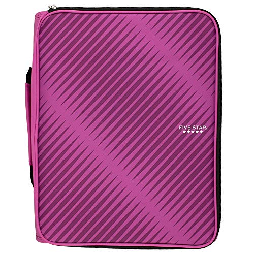 Product Cover Five Star Zipper Binder, 2 Inch 3 Ring Binder, 6-Pocket Expanding File, Durable, Berry Pink/Purple (72540)
