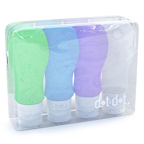Product Cover Travel Bottles Silicone Containers Set, White/Blue/Green/Purple, 3 oz, Set of 4