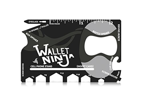 Product Cover Wallet Ninja- 18 in 1 Credit Card Sized Multitool (#1 Best Selling in the World) (Black)