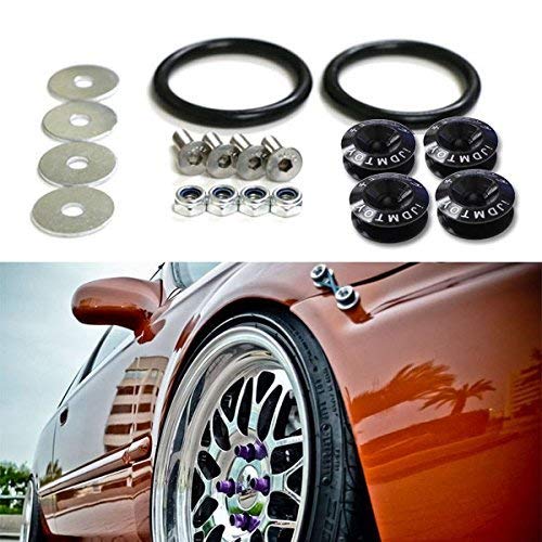 Product Cover iJDMTOY Universal Fit Black Finish JDM Quick Release Fastener Kit For Car Bumper Trunk Fender Hatch Lid