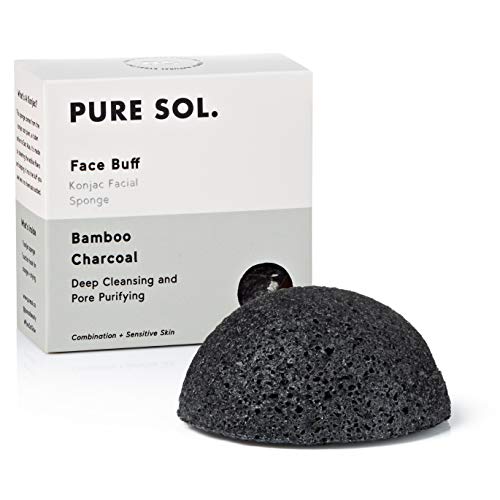 Product Cover pureSOL Konjac Facial Sponge - Activated Charcoal - Great for acne - stocking stuffers
