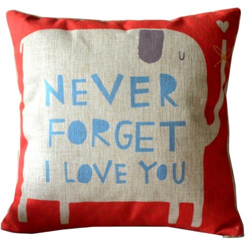 Product Cover NYKKOLA Animal Style Lovely Cartoon Red Elephant Pass Love Letters Sofa Simple Home Decor Design Throw Pillow Case Decor Cushion Covers Square 1818 Inch Beige Cotton Blend Linen