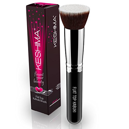 Product Cover Flat Top Kabuki Foundation Brush By Keshima - Premium Makeup Brush for Liquid, Cream, and Powder - Buffing, Blending, and Face Brush