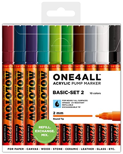Product Cover Molotow ONE4ALL Acrylic Paint Marker Set, 10 Basic Colors #2, 2mm (200.451)