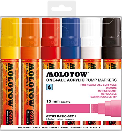 Product Cover Molotow ONE4ALL Acrylic Paint Marker Set, 6 Basic Colors #1, 15mm (200.459)