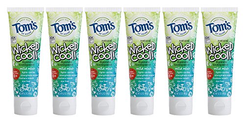 Product Cover Tom's of Maine Natural Wicked Cool Fluoride Toothpaste, Mild Mint, 4.2 Ounce (Pack of 6)