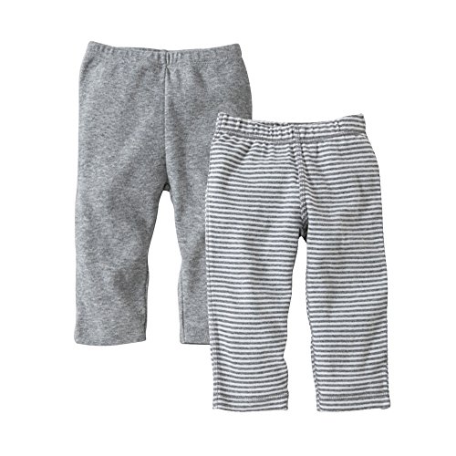 Product Cover Burt's Bees Baby Unisex Baby Pants Set of 2 Lightweight Knit Infant Bottoms 100% Organic Cotton, Heather Gray, 0-3 Months