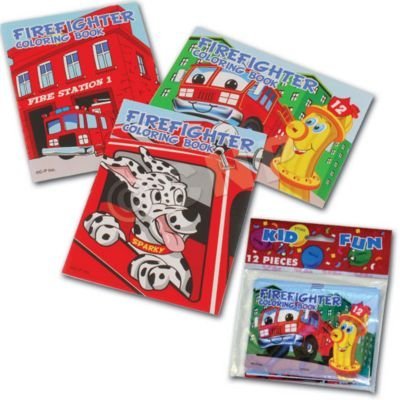 Product Cover US Toy Assorted Fireman Fire Engine Mini Coloring Books (Lot of 12)