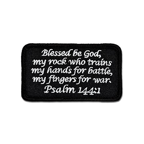 Product Cover Tactical Combat Bagde Military Hook and Loop Badge Embroidered Velcro Morale Patch - Psalm 144:1 BNW