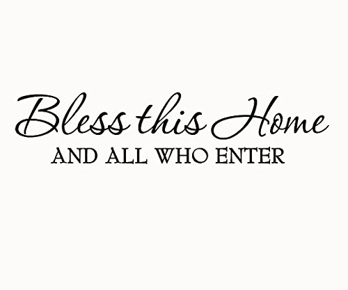 Product Cover Bless This Home and All Who Enter Wall Decals Quotes Religious Sayings Vinyl Wall Art Decor Home Blessing
