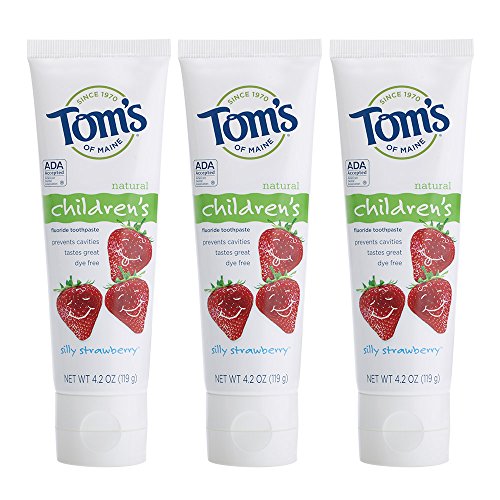 Product Cover Tom's of Maine Anticavity Fluoride Children's Toothpaste, Kids Toothpaste, Natural Toothpaste, Silly Strawberry, 4.2 Ounce (Pack of 3)