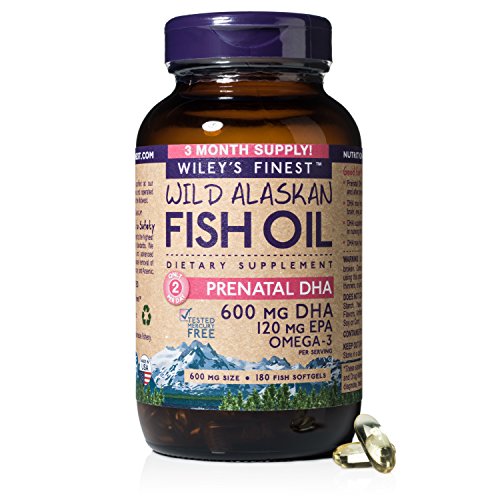 Product Cover Wiley's Finest Prenatal DHA, 720mg EPA + DHA Omega-3s, Wild-Caught Alaskan Fish Oil, 180 Softgels
