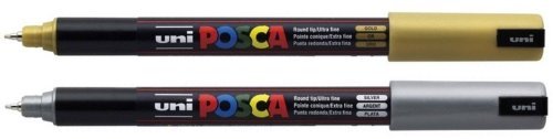 Product Cover Uni-Ball Uniball POSCA PC-1MR Ultra Fine Marker Pens GOLD & SILVER PACK of 2