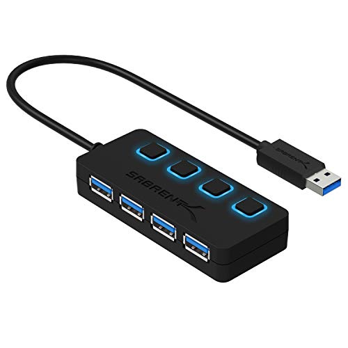 Product Cover Sabrent 4-Port USB 3.0 Hub with Individual Power Switches and LEDs (HB-UM43)