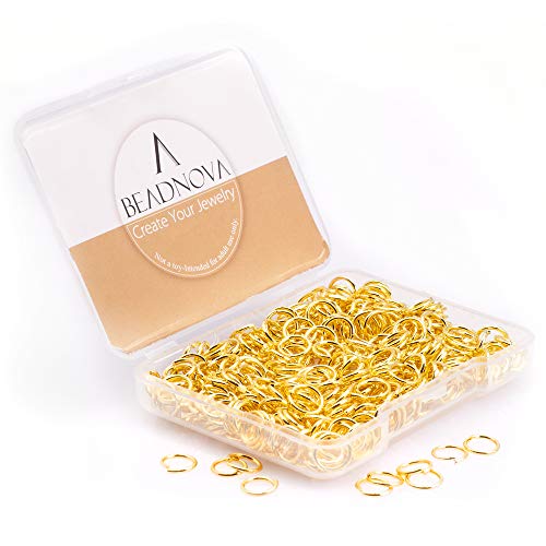 Product Cover BEADNOVA 7mm Open Jump Ring Gold Plated Jewelry Making Jump Ring Metal Jump Ring (300Pcs)
