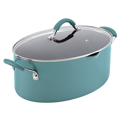 Product Cover Rachael Ray 16348 Cucina Nonstick Pasta Stock Pot with Lid and Spout, 8 Quart, Agave Blue