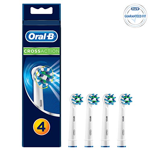 Product Cover Oral-B Genuine CrossAction Replacement White Toothbrush Heads, Refills for Electric Toothbrush, Angled Bristles for up to 100 Percent More Plaque Removal, Pack of 4
