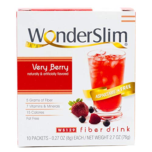 Product Cover WonderSlim Low-Carb High Fiber Drink / Supplement Mix - Very Berry (10 Servings/Box) - Low Carb, Sugar Free, Low Calorie, Fat Free