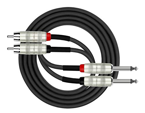 Product Cover Kirlin Cable AP-403PR-06/BK - 6 Feet - Dual RCA to Dual 1/4-Inch Patch Cable